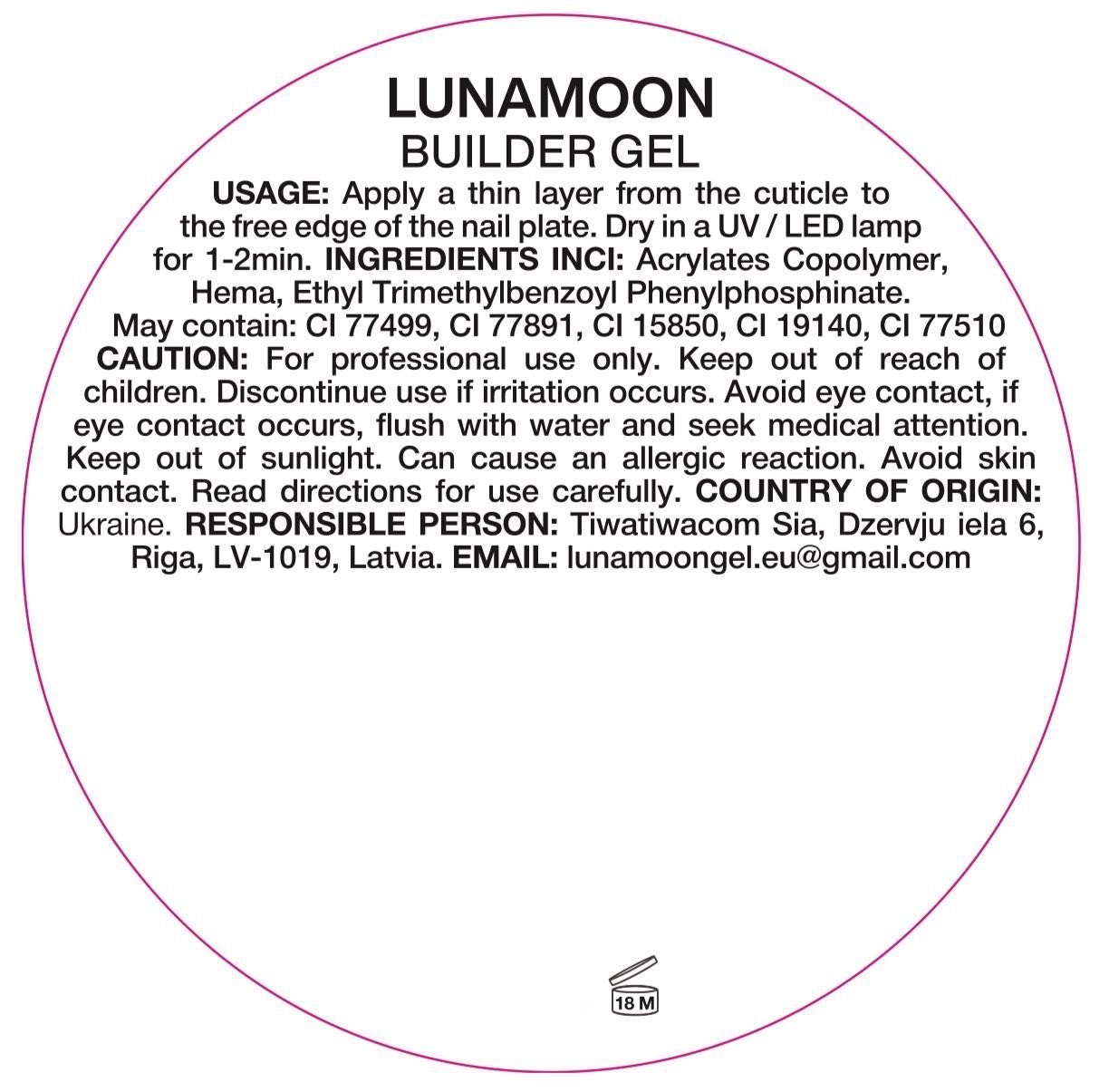 LUNAmoon. Premium Builder Gel "La Ballerina" #06, 15 ml, Modelliergel #6