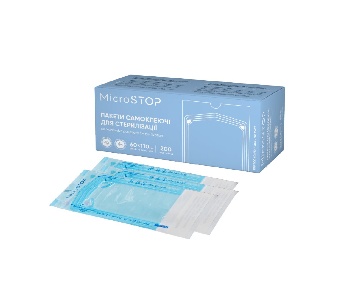 ᐉ MICROSTOP. ПАКЕТИ САМОКЛЕЮЧІ 60Х110 мм, 200 шт, автоклав, прозорі ...
