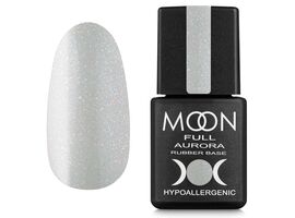 УЦІНКА / MOON FULL. Rubber Base, Aurora #2004, 8 ml. Каучукова кольорова база з дрібнм шиммером, світло-сіра #1