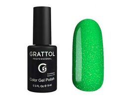 Гель-лак Grattol, Color Gel Polish LS Rainbow 12, зеленый с микроблестками, 9 мл #1