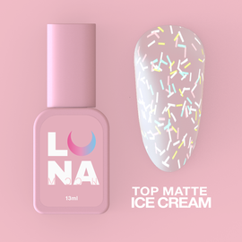 LUNA Ice Cream Matte Top, топ матовий з кольоровою посипкою, 13 ml #1