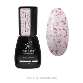 SILLER Base Terrazzo №3, рожева з кольоровою поталлю, 8 ml #1