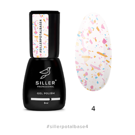 Siller Base Potal №04, 8 мл, молочна з різнобарвною поталлю #1