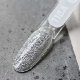 SILLER Gel Polish №118A SILVER SHIMMER, срібний шимер, 8 ml, гель-лак #2