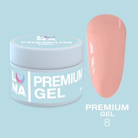 LUNA Premium Builder Gel #08 Peach, 30 ml, моделюючий гель, рожево-персиковий #1