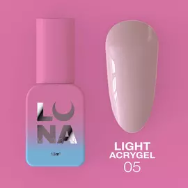 LUNA Light Acrygel #5 Pink nude, 13 ml, рідкий гель, рожевий нюд #1