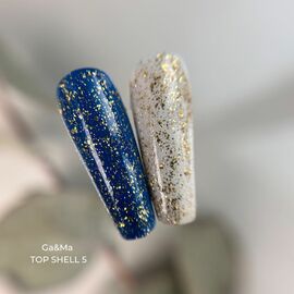GaMa Shell Top #005, 15 ml, топ с золотистими пластівцями #1