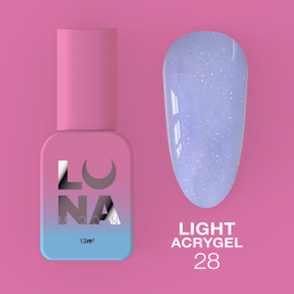 LUNA Light Acrygel #28 Light lilac with shimmer, 13 ml, рідкий гель, світло-бузковий з шимером #1