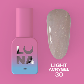 LUNA Light Acrygel #30 Beige with shimmer, 13 ml, рідкий гель, бежевий з шимером #1