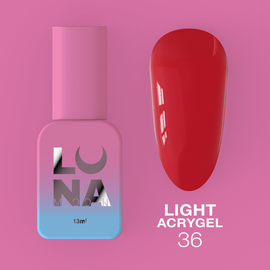 LUNA Light Acrygel #36 Rich red, 13 ml, рідкий гель, насичений червоний #1