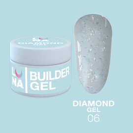 LUNA Diamond Gel #6, молочний з блискітками, 15 ml #1