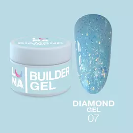 LUNA Diamond Gel #7, блакитний з блискітками, 15 ml #1