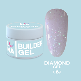 LUNA Diamond Gel #9, світло-рожевий з блискітками, 15 ml #1