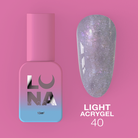 LUNA Light Acrygel #40 Lilac shimmer, 13 ml, світловідбиваючий рідкий гель, бузковий з шимером #1
