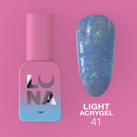 LUNA Light Acrygel #41 Dark blue shimmer, 13 ml, світловідбиваючий рідкий гель, темно-синій з шимером #1