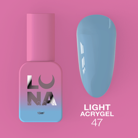 LUNA Light Acrygel #47 Pale blue with purple undertone, 13 ml, рідкий гель, блідо-синій з фіолетовим підтоном #1