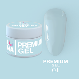 LUNA Premium Builder Gel #01 Clear, 15 ml, гель моделюючий, прозорий #1