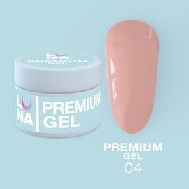 LUNA Premium Builder Gel #04 Peach nude, 15 ml, гель моделюючий, персиково-нюдовий #1