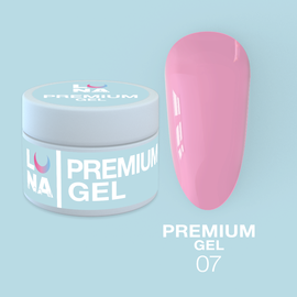 LUNA Premium Builder Gel #07 Pink, 15 ml, гель моделюючий, рожевий #1