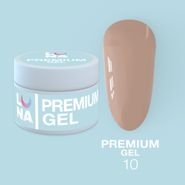 LUNA Premium Builder Gel #10 Beige nude, 15 ml, гель моделюючий, бежевий нюд #1