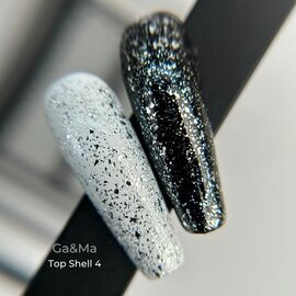 GaMa Shell Top #004, 15 ml, топ зі сріблястими пластівцями #1