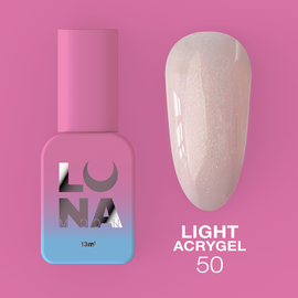 LUNA Light Acrygel #50 Light pink with shimmer, 13 ml, рідкий гель для укріплення, світло-рожевий з шимером #1