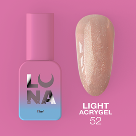 LUNA Light Acrygel #52 Light beige with shimmer, 13 ml, рідкий гель для укріплення, світлий беж з шимером #1