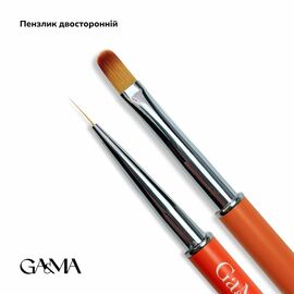 GaMa NEW Пензлик двосторонній: для тонких ліній / для гелю, 11 mm (оранжевий) #1