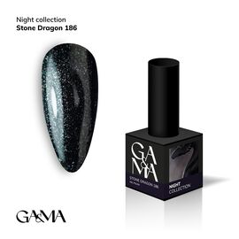 GaMa Gel polish #186 STONE DRAGON, чорний зі світловідбиваючим шимером, 10 ml, гель-лак #1