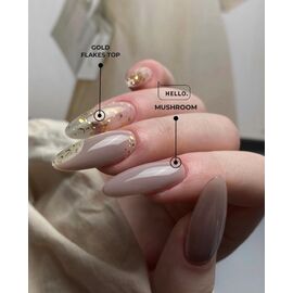 HEYLOVE. Gold Flakes Glossy Top coat, 15 ml, Топ глянцевий з золотистою фольгою #2