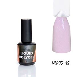 NAILAPEX Liquid Polygel #3, 15 g, Рідкий полігель, ніжно-рожевий з дрібним шимером #1