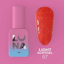 LUNA Light Acrygel #57 Red with shimmer, 13 ml, світловідбиваючий рідкий гель для укріплення, червоний з шимером #1