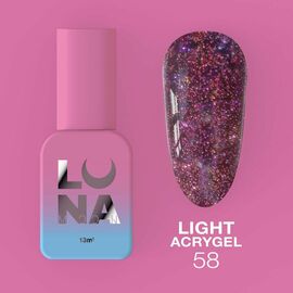 LUNA Light Acrygel #58 Deep purple with shimmer, 13 ml, світловідбиваючий рідкий гель для укріплення, глибокий фіолетовий з шимером #1