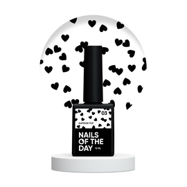 NOTD. "Kupidon" Top #03, 10 ml, топ з чорними сердечками #1