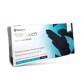 Medicom SafeTouch Рукавички нітрилові неопудрені, S, 100 шт, чорні #1