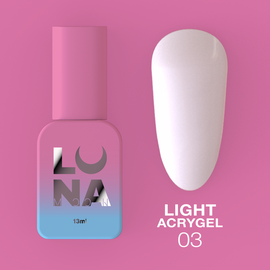 LUNAmoon. Light Acrygel #3 Milky, 13 ml, рідкий гель, молочний #1