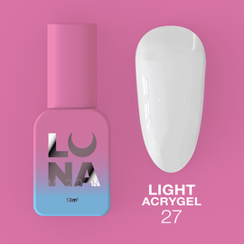 LUNAmoon. Light Acrygel #27 Milky with shimmer, 13 ml, рідкий гель, молочний з шимером #1
