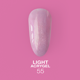 LUNAmoon. Light Acrygel #55 Pink lilac with shimmer, 30 ml, рідкий гель для укріплення, рожевий бузок з шимером #1