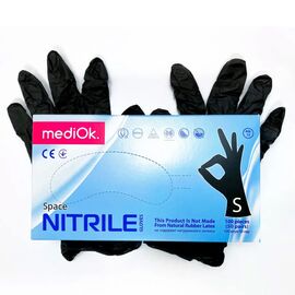 mediOk Рукавички нітрилові неопудрені, 3.5 g, S, 100 шт, чорні #1