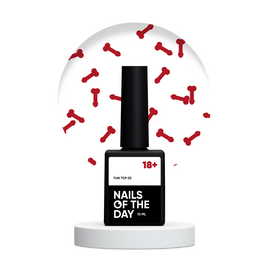 NOTD. "Fun!" Top #02, 10 ml, топ з червоними фігурками #1
