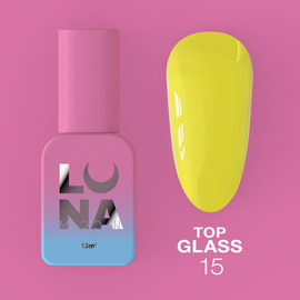LUNAmoon. Glass Top Coat #15, 13 ml, топ кольоровий глянцевий #1