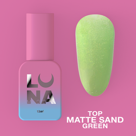 LUNAmoon. Matte Green Sand Top Coat, 13 ml, матовий топ з ефектом піску #1