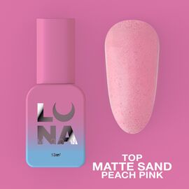 LUNAmoon. Matte Peach Pink Sand Top Coat, 13 ml, матовий топ з ефектом піску #1