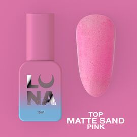 LUNAmoon. Matte Pink Sand Top Coat, 13 ml, матовий топ з ефектом піску #1