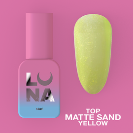 LUNAmoon. Matte Yellow Sand Top Coat, 13 ml, матовий топ з ефектом піску #1
