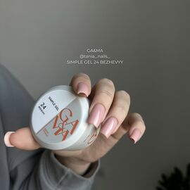 GA&MA. Simple builder gel #24 Beige, 15 ml, гель без опилу, бежевий #2