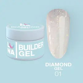 LUNAmoon. Diamond Builder Gel #1, 15 ml, гель для нарощування з блискітками #1