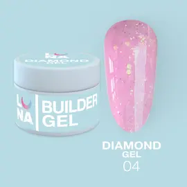LUNAmoon. Diamond Builder Gel #4, 15 ml, гель для нарощування з блискітками #1