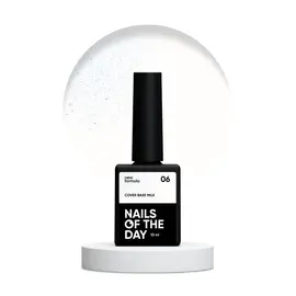 NOTD. Milky Cover Base with silver shimmer #06, NEW Formula, 10 ml, молочна база з блакитним шимером #1