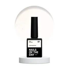 NOTD. Milky Cover Base with silver shimmer #07, NEW Formula, 10 ml, молочна база з золотим шимером #1